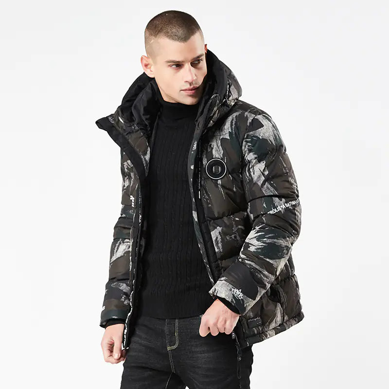 Men's Fashionable Camouflage Hooded Cotton Jacket
